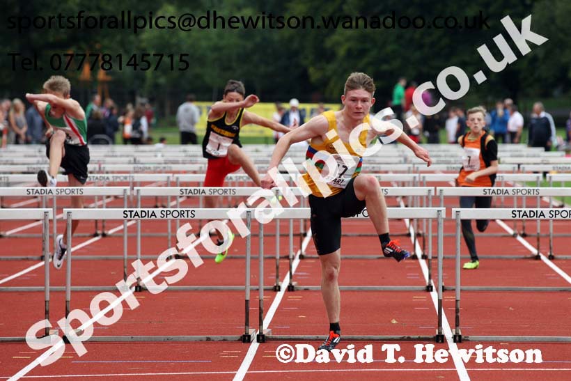 Mens and Boys hurdles at the Northern Inter-Counties under-17s and 15s at Witton Park, Blackburn. Photo: David T. Hewitson/Sports for All Pics